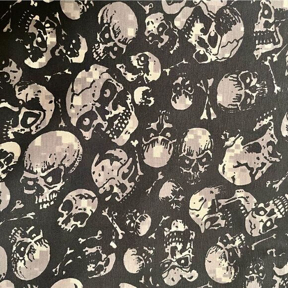 Pixelated Camo Skulls Bones on Black 1-Way Stretch Fabric 1.6 Yards 60” Wide - Picture 1 of 9